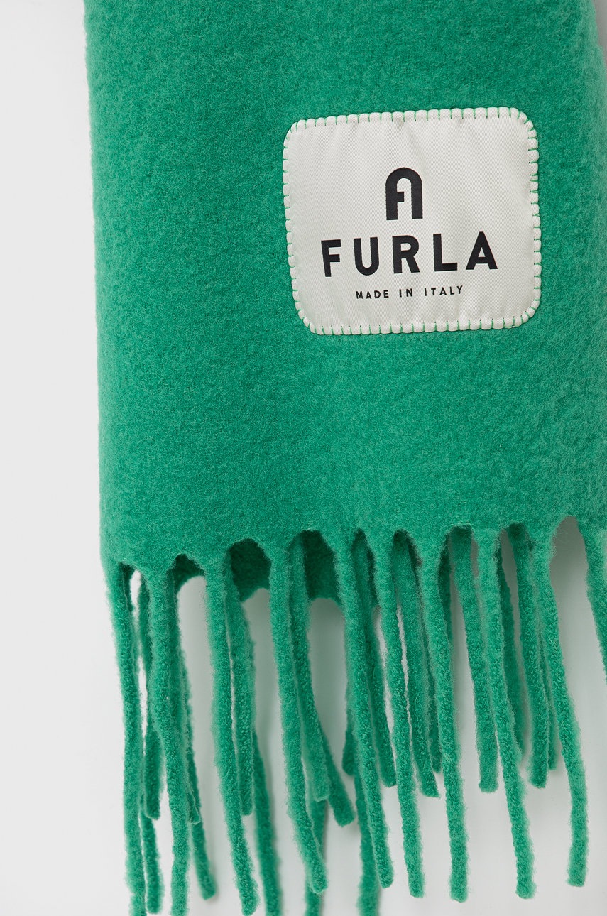 

Шерстяной шарф Furla цвет зелёный однотонный
