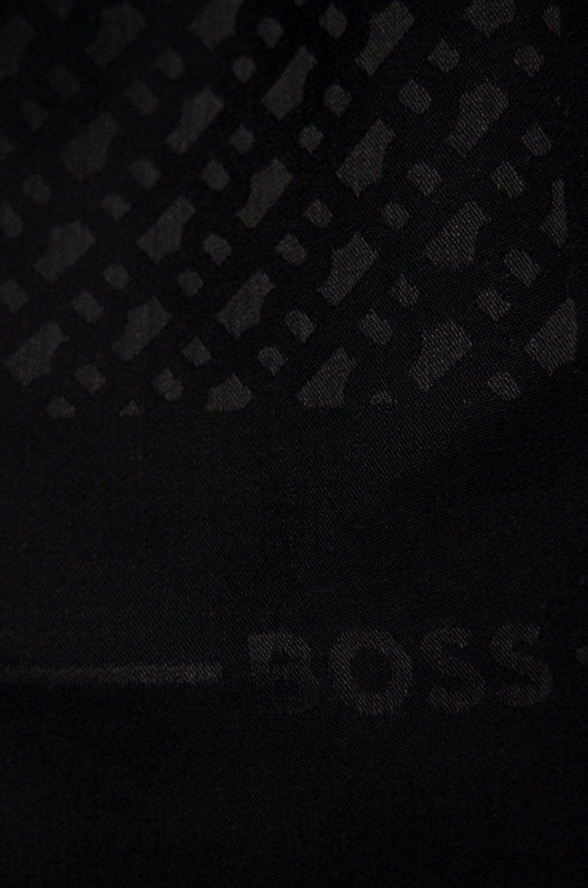 

Хустка з домішкою вовни BOSS колір чорний візерунок