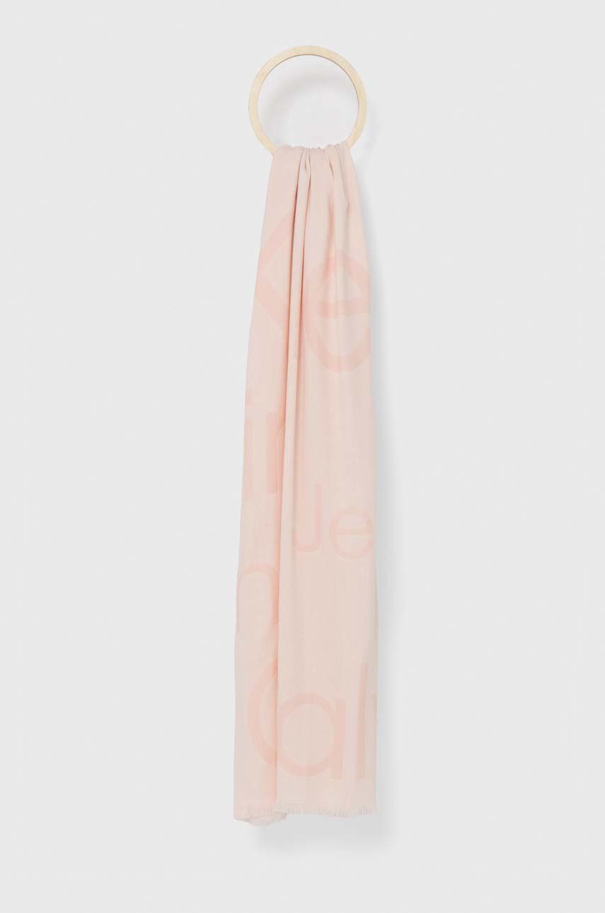 Calvin Klein Jeans szal damski kolor różowy wzorzysty
