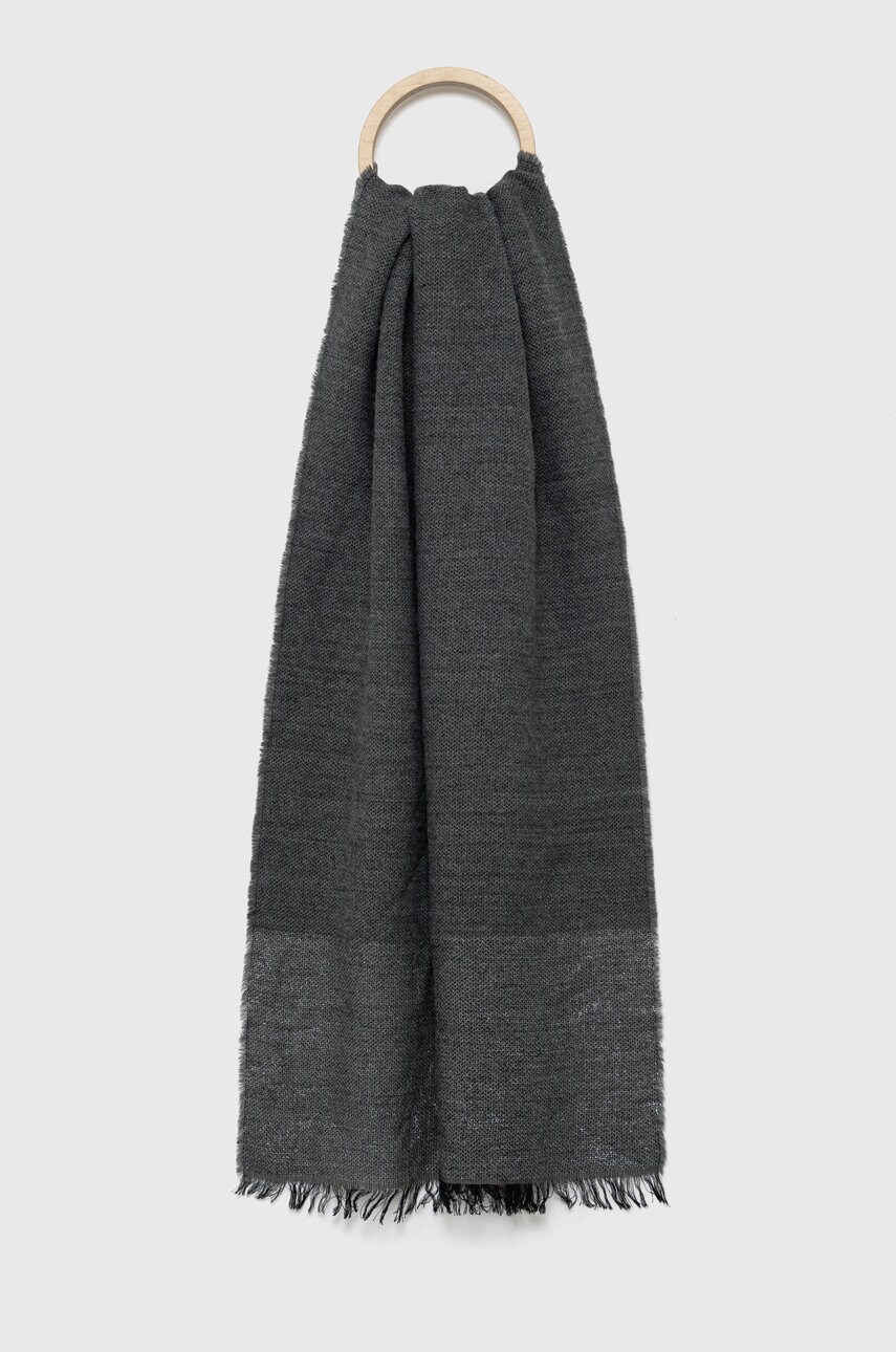 Sisley esarfa din amestec de lana culoarea gri, neted