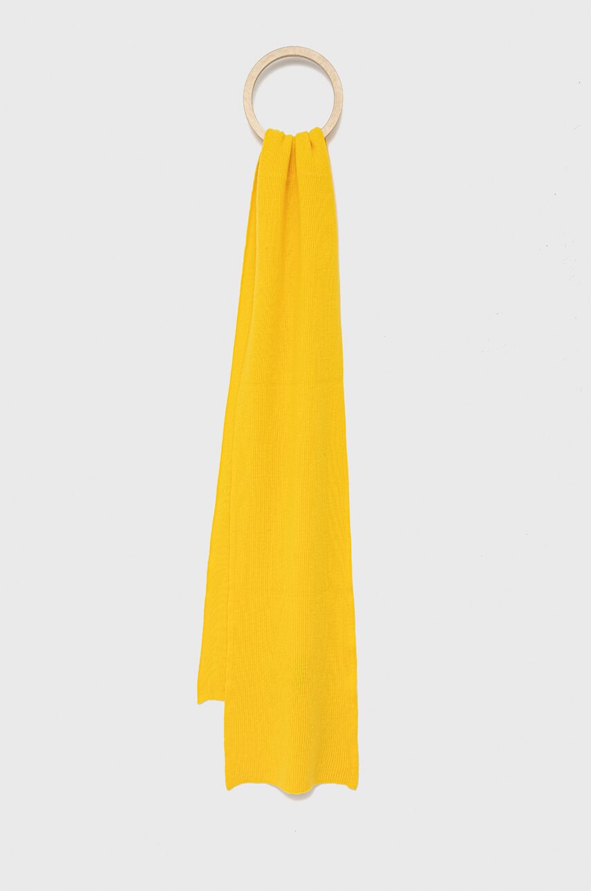 United colors of benetton esarfa din amestec de lana culoarea galben, neted