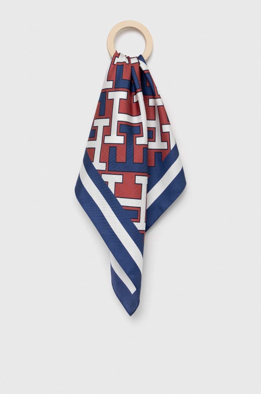 

Копринен шал Tommy Hilfiger в тъмносиньо с десен, Тъмносин