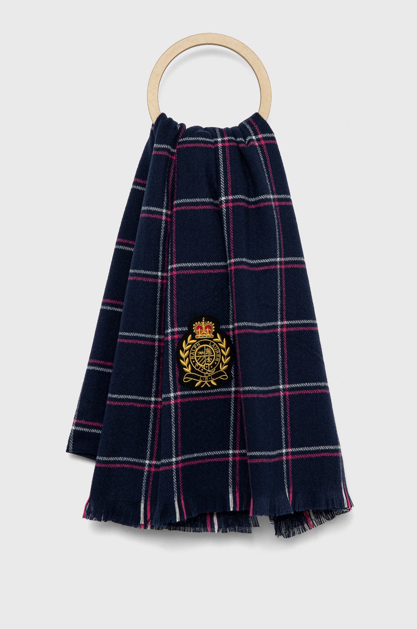 

Шал Lauren Ralph Lauren дамски в тъмносиньо с десен, Тъмносин