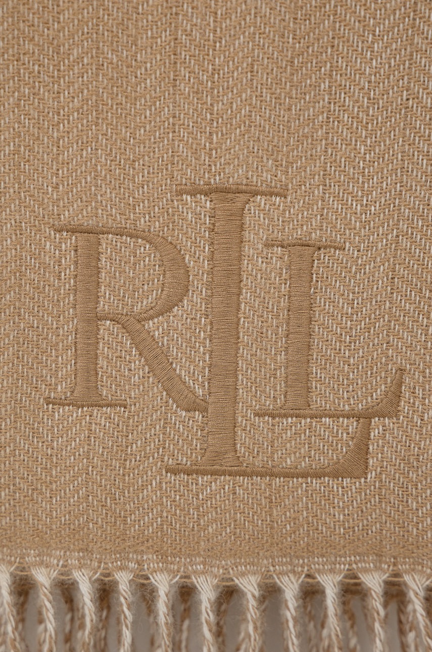 

Вовняна шаль Lauren Ralph Lauren колір коричневий однотонний