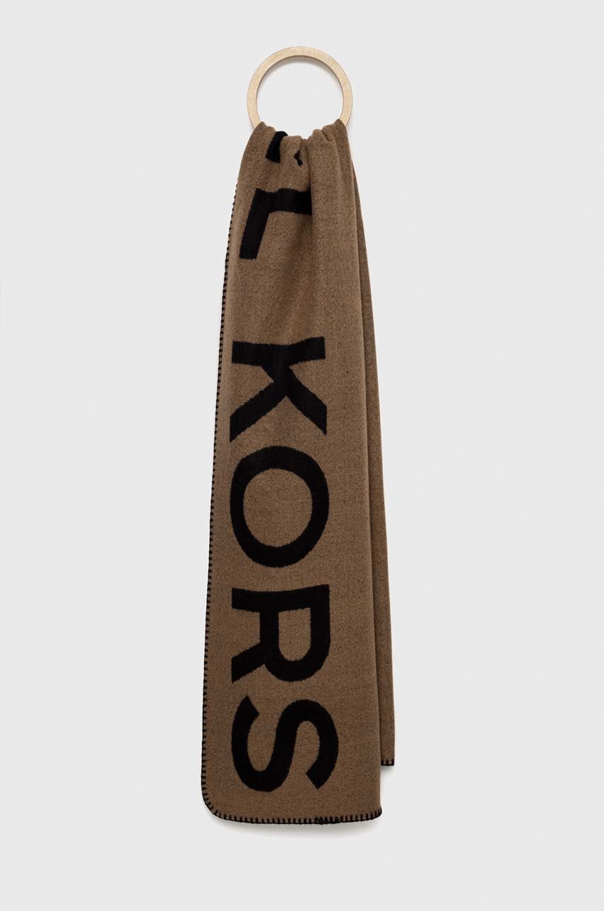 

Шал Michael Kors дамски в кафяво с десен, Кафяв