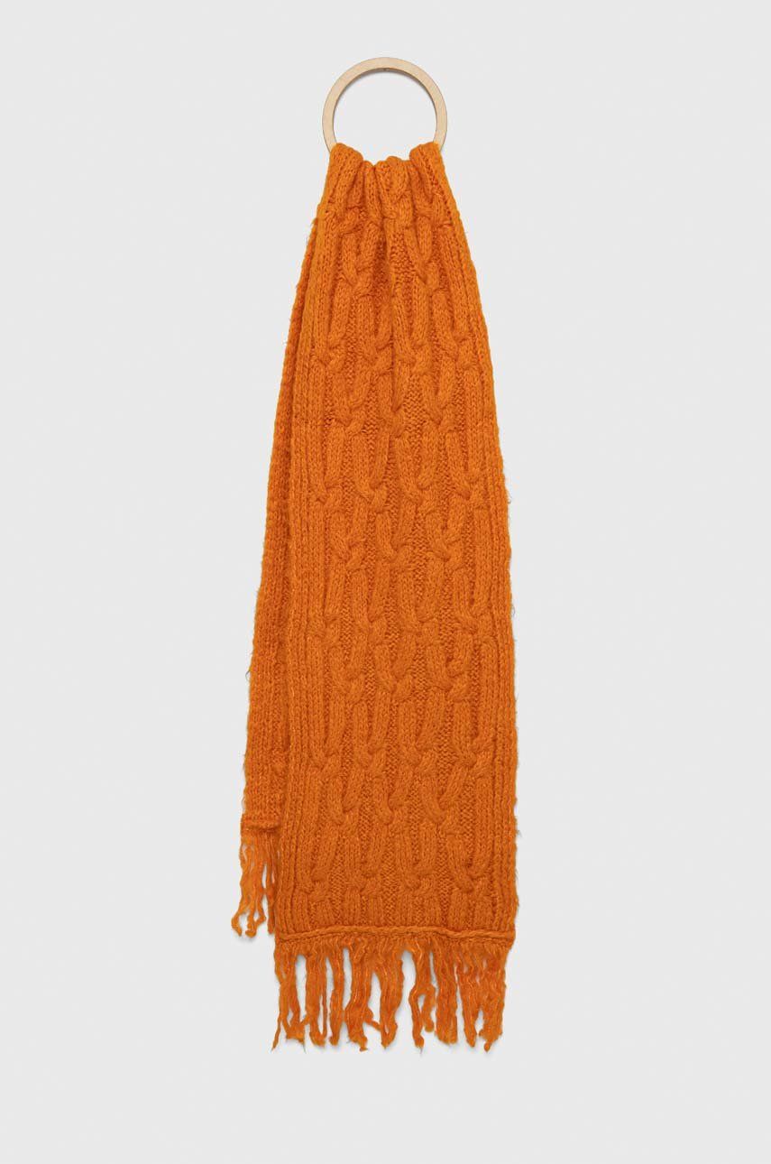 Levně Šátek z vlněné směsi United Colors of Benetton oranžová barva, hladký
