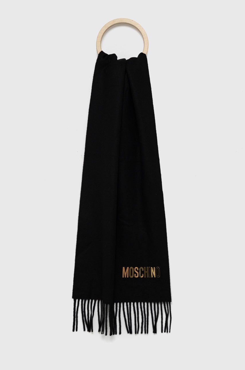 Moschino sal de lana culoarea negru, cu imprimeu