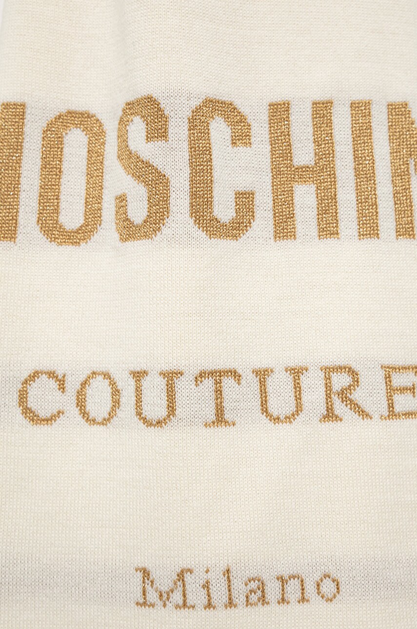 

Шарф с примесью шерсти Moschino цвет бежевый узорный