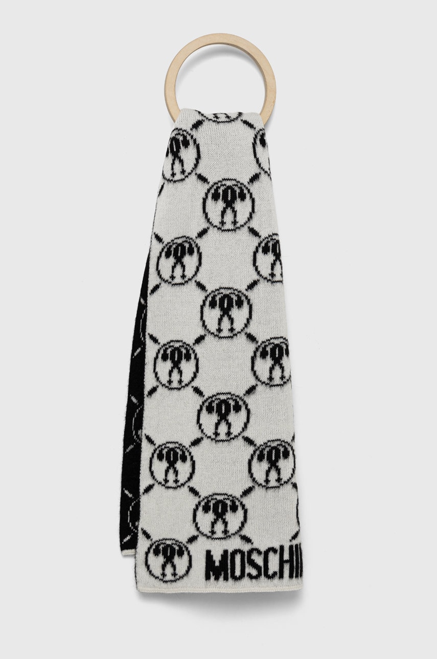 Moschino esarfa din amestec de lana culoarea alb, modelator