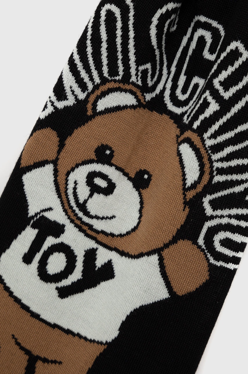 

Вовняний шарф Moschino колір чорний однотонний