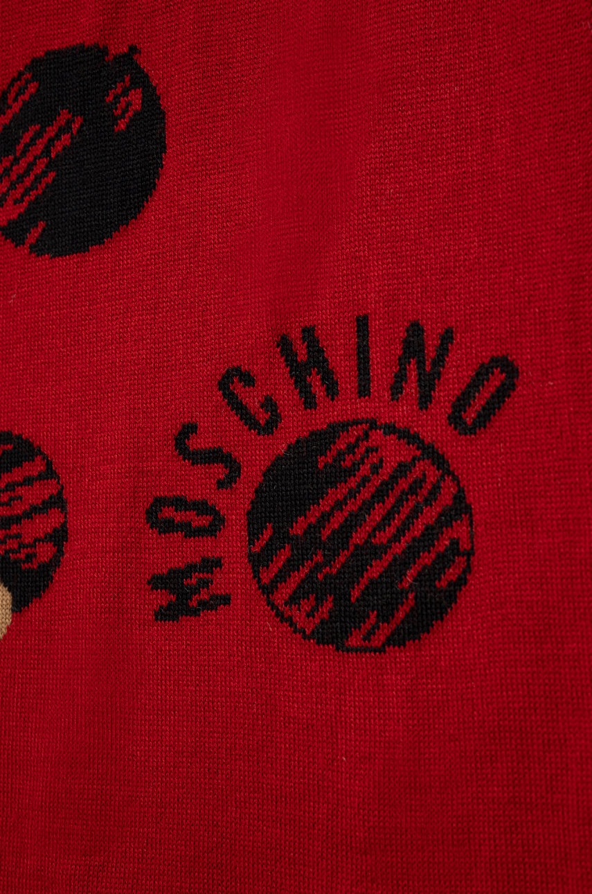 

Вовняний шарф Moschino колір червоний візерунок