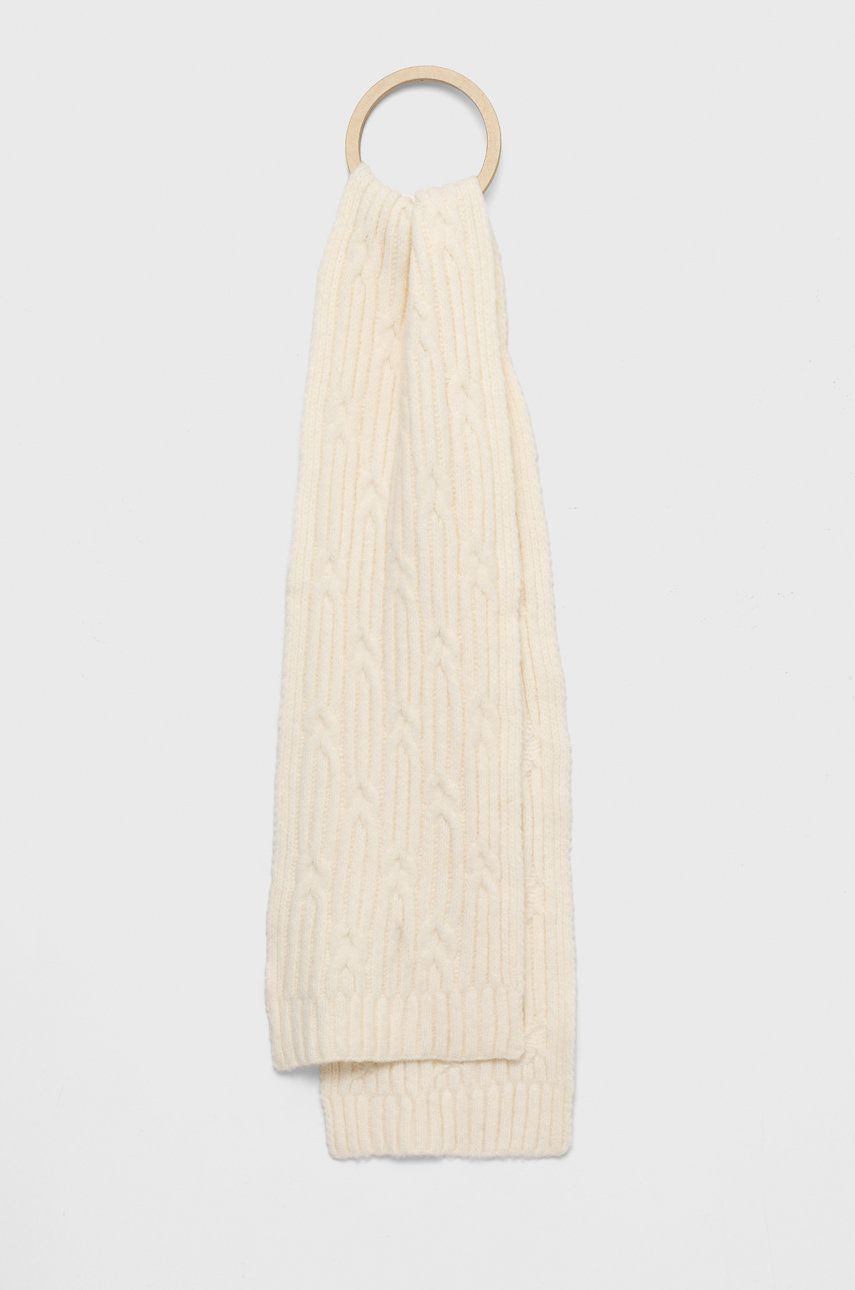 Morgan szalik z domieszką wełny kolor beżowy gładki