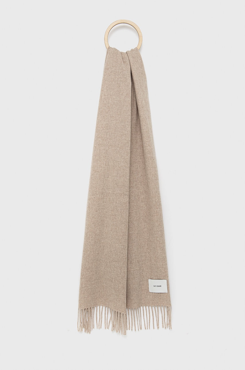 Ivy oak esarfa de lana culoarea bej, neted