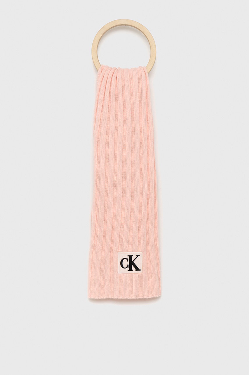 

Детски шал Calvin Klein Jeans в розово с изчистен дизайн, Розов
