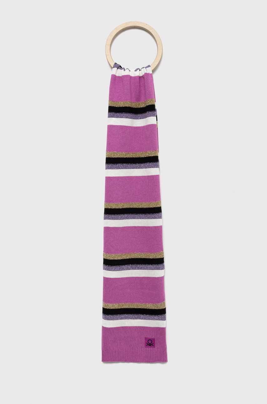 United Colors of Benetton esarfa din lana pentru copii culoarea violet, modelator