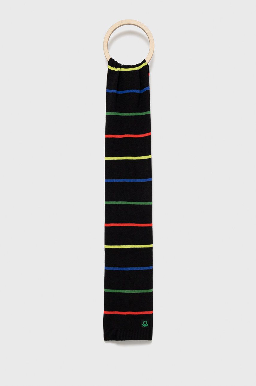 United Colors of Benetton esarfa din lana pentru copii culoarea negru, modelator