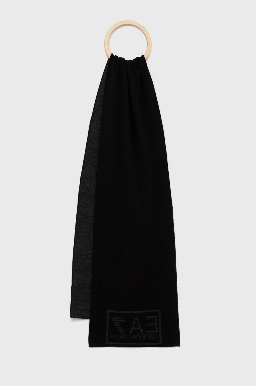 EA7 Emporio Armani fular barbati, culoarea negru, neted
