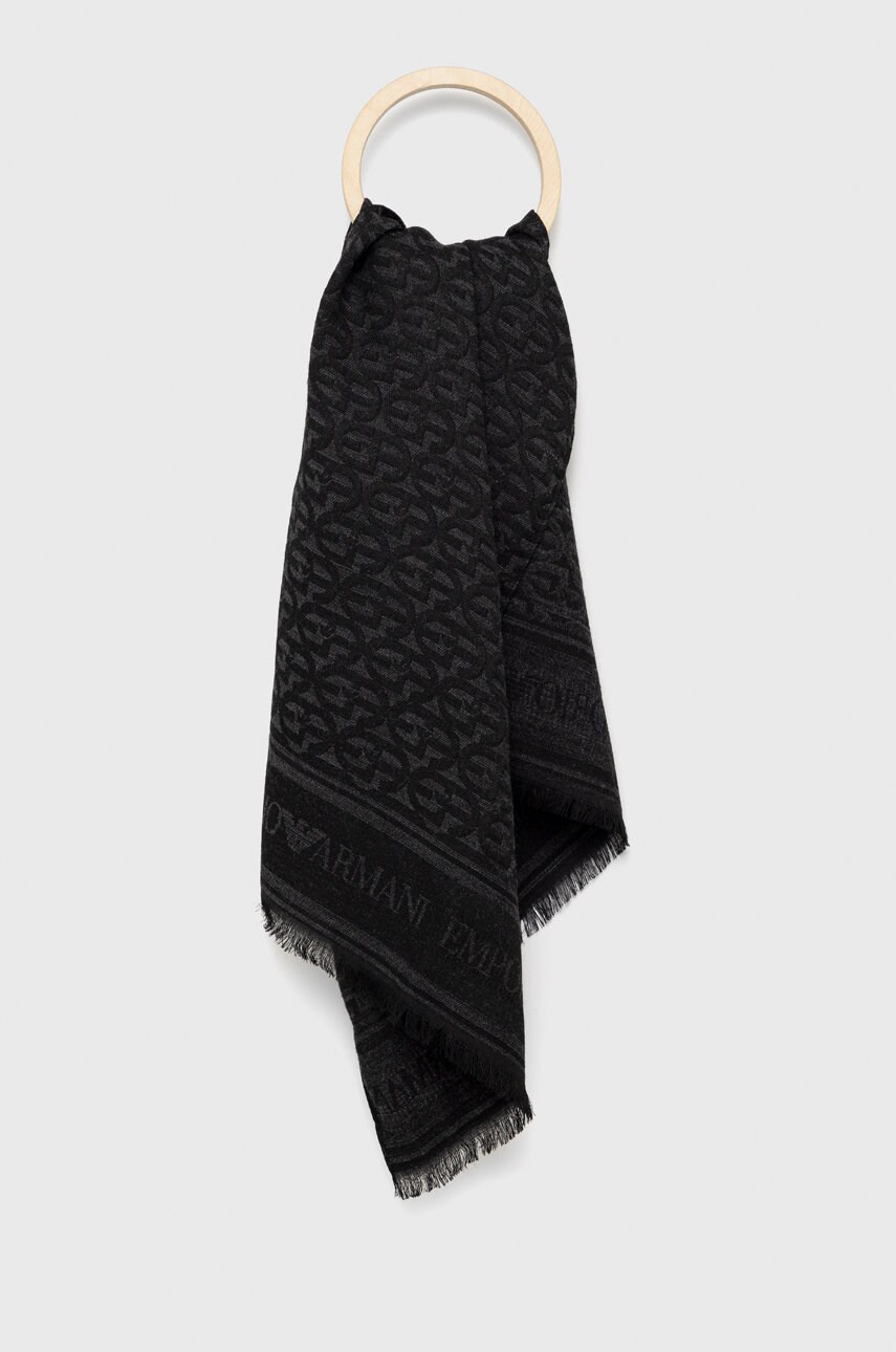 Emporio armani esarfa din amestec de lana culoarea negru, modelator