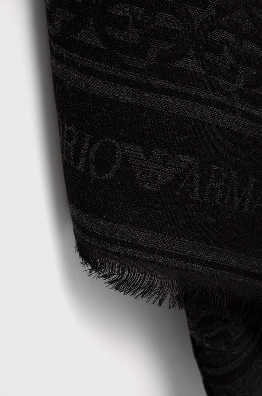 

Шаль з домішкою вовни Emporio Armani колір чорний візерунок