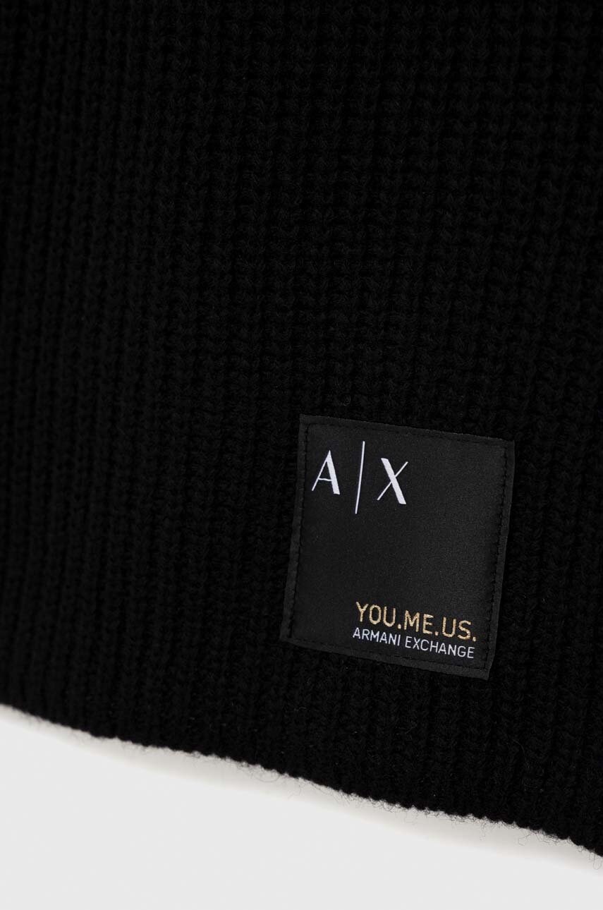 

Шерстяной шарф Armani Exchange цвет чёрный однотонный