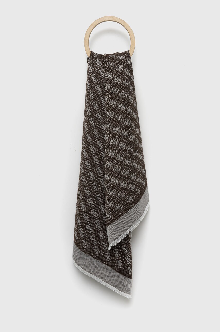 

Шал Guess мъжки в кафяво с десен, Кафяв