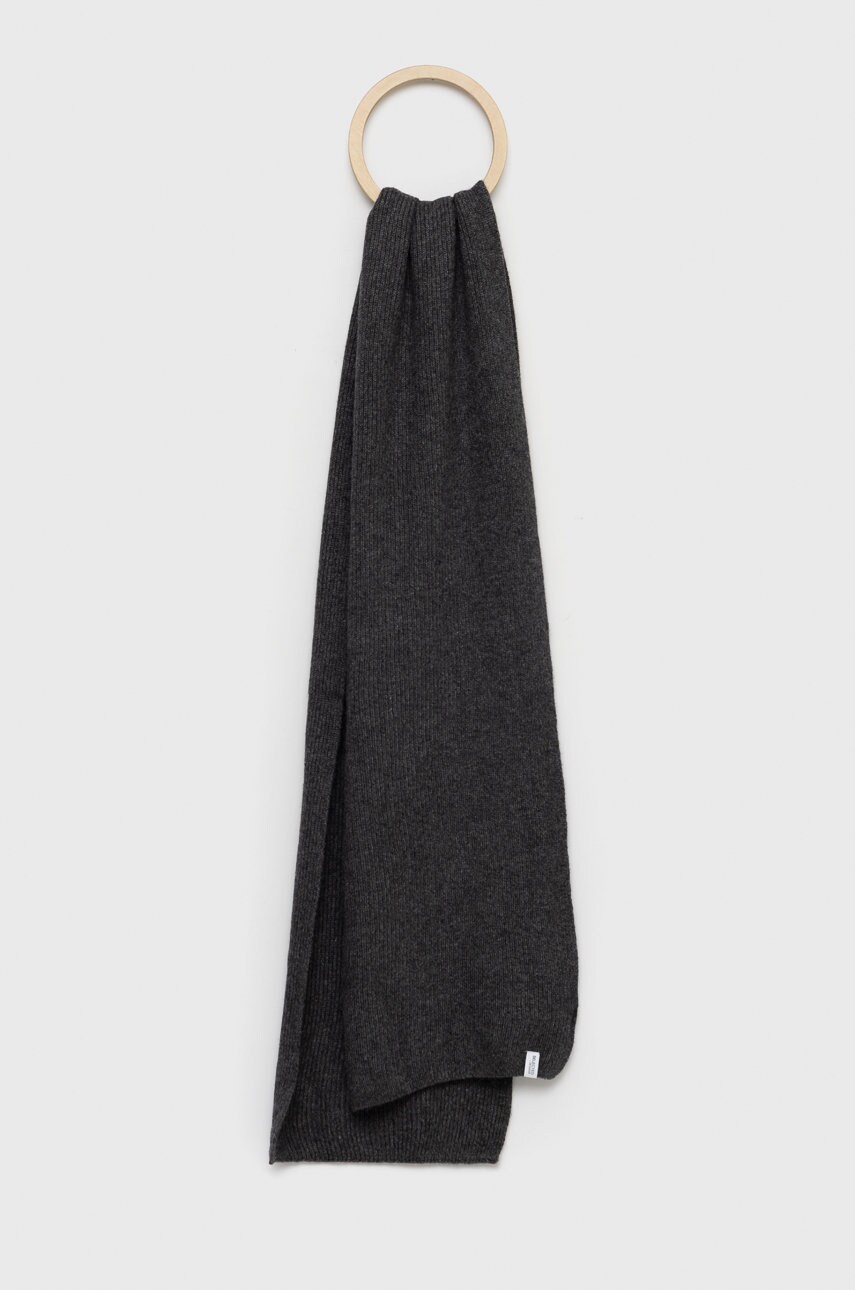 Selected homme esarfa de lana culoarea gri, neted
