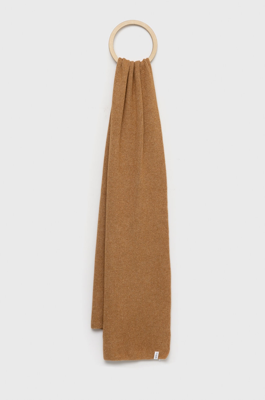 Selected homme esarfa de lana culoarea maro, melanj
