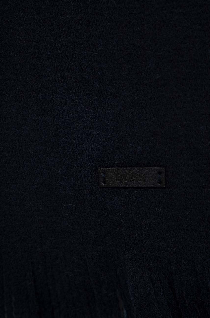 

Шерстяной шарф BOSS цвет синий однотонный