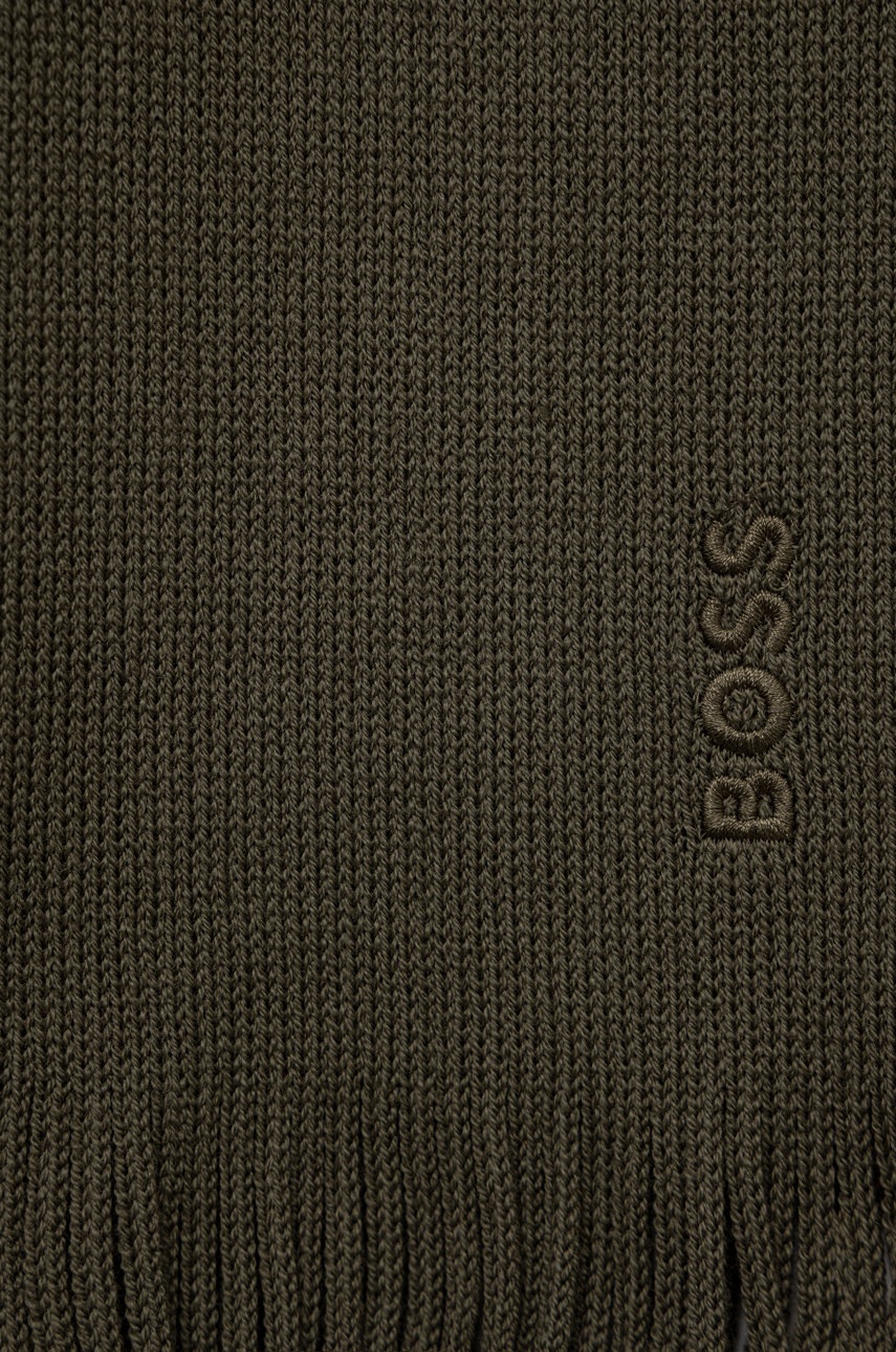 

Шерстяной шарф BOSS цвет зелёный однотонный