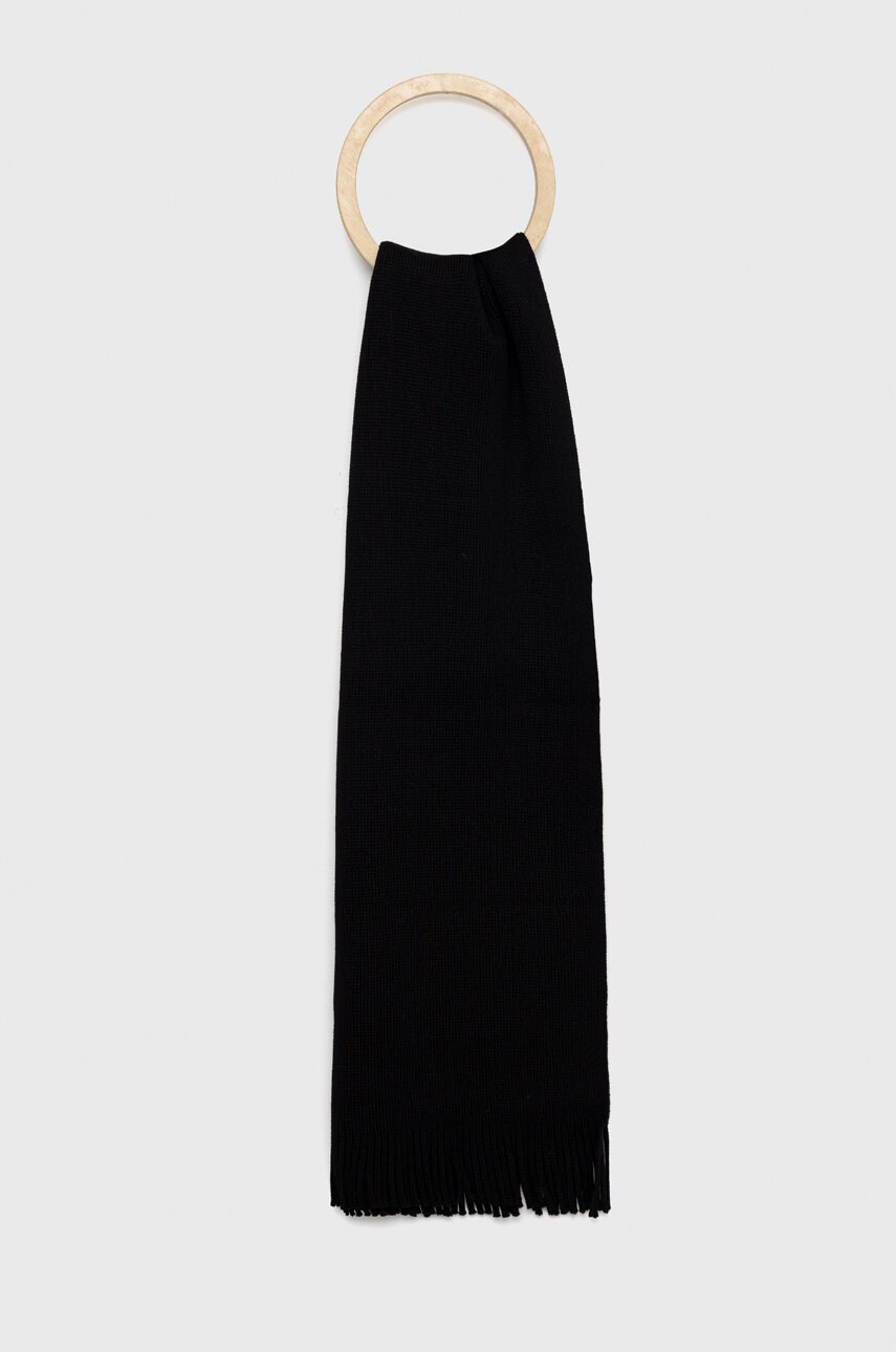 Boss esarfa de lana culoarea negru, neted