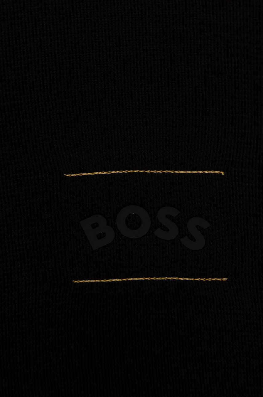 

Вовняний шарф BOSS Boss Athleisure колір чорний з принтом