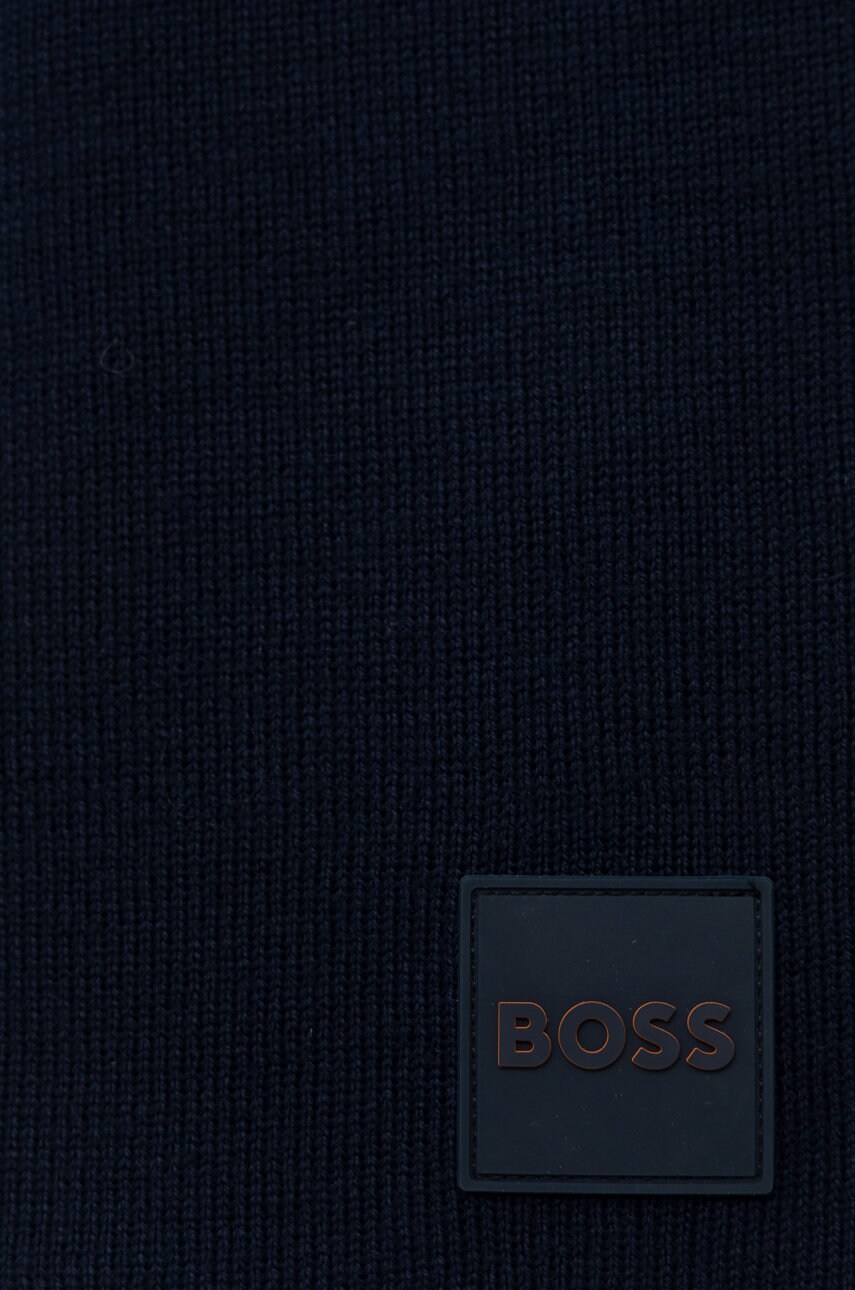 

Вовняний шарф BOSS Boss Casual колір синій однотонний