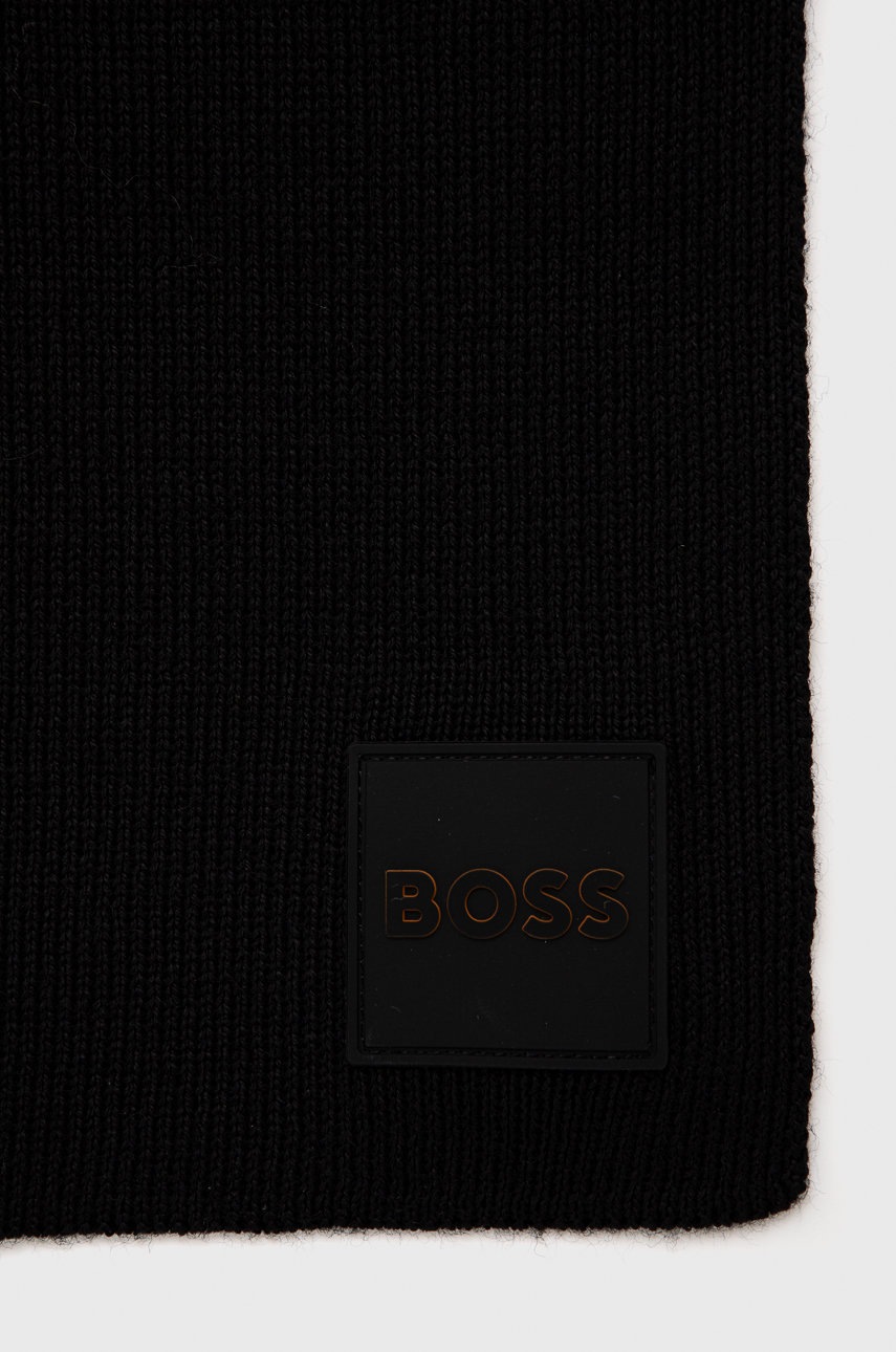 

Вовняний шарф BOSS Boss Casual колір чорний однотонний