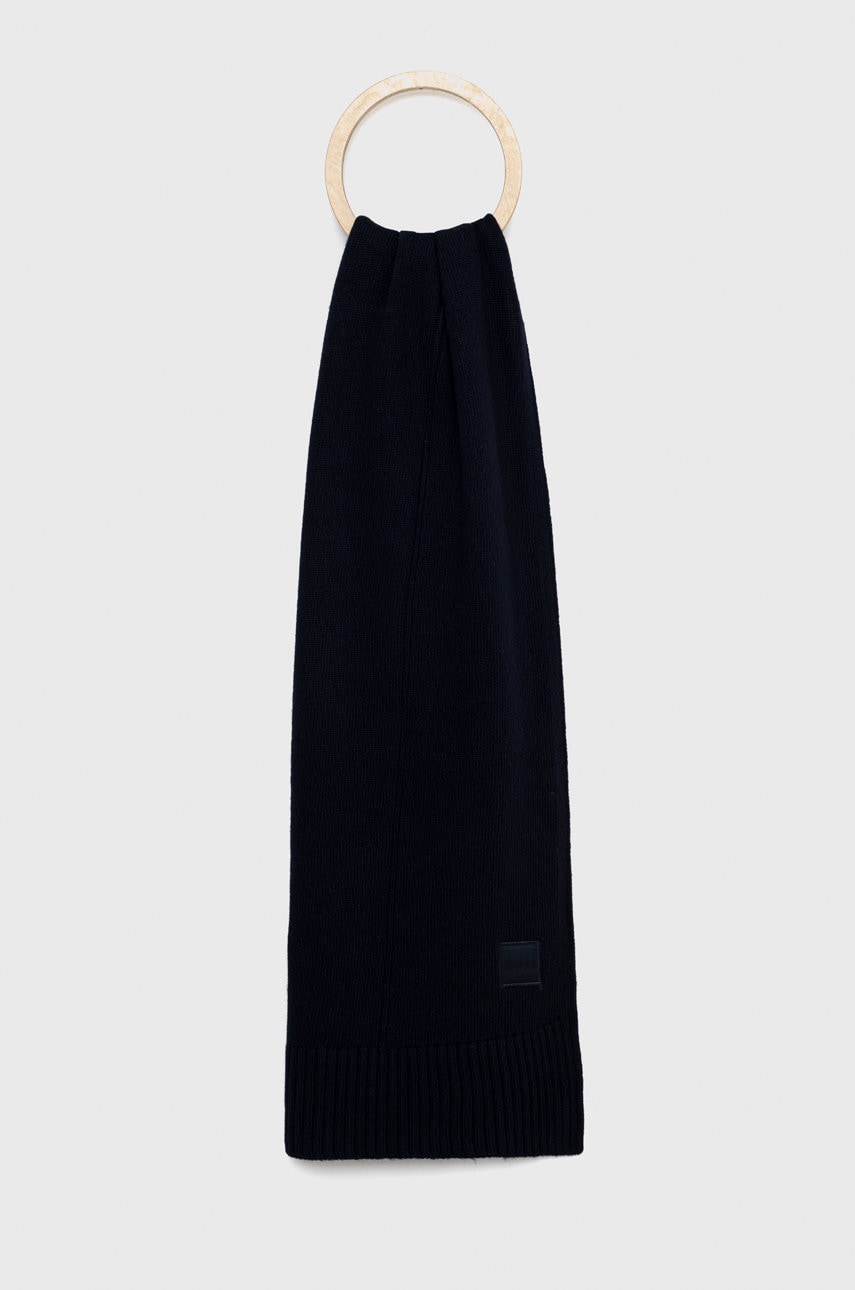 Boss esarfa din amestec de lana boss casual culoarea albastru marin, neted