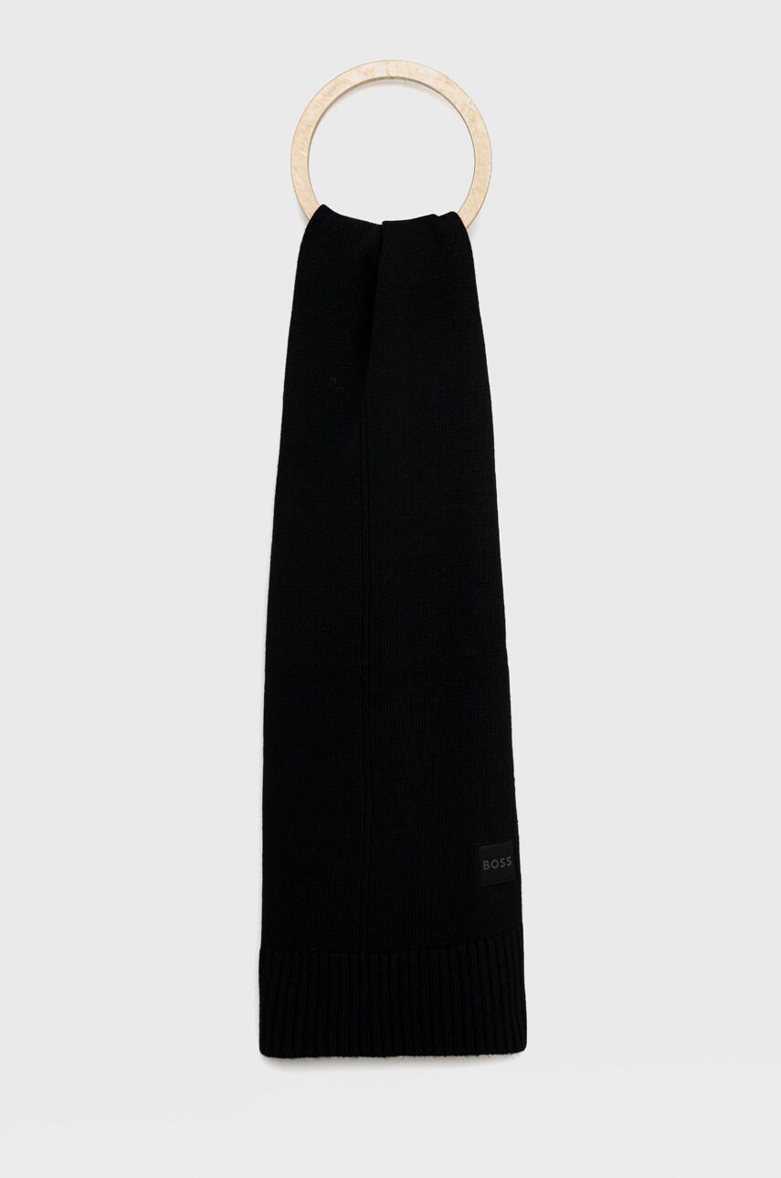 Boss esarfa din amestec de lana boss casual culoarea negru, neted