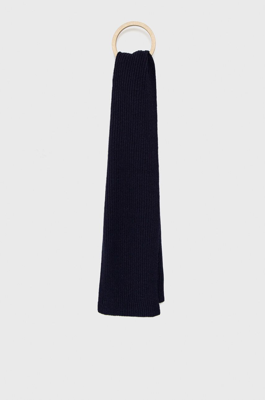Šátek z vlněné směsi Trussardi tmavomodrá barva, hladký - námořnická modř -  70% Akryl
