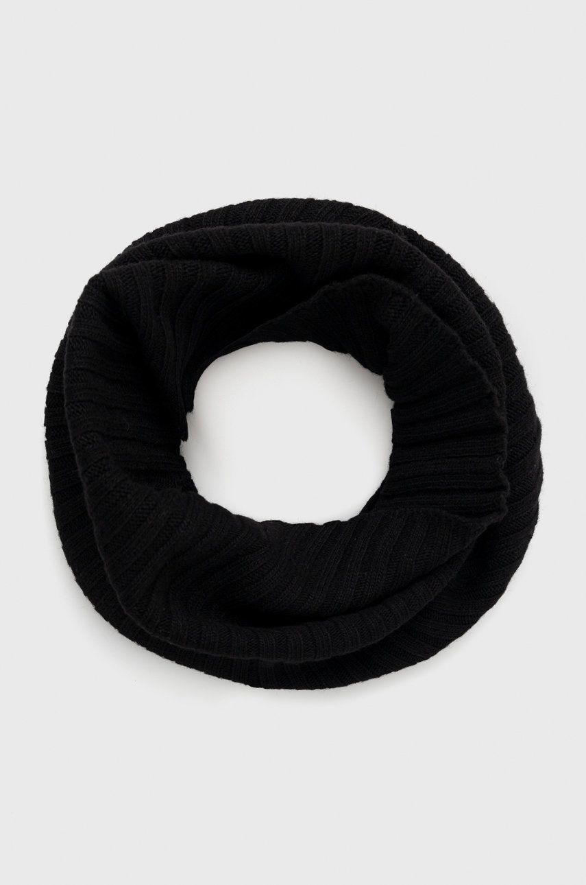 Sisley fular din amestec de lana culoarea negru, neted