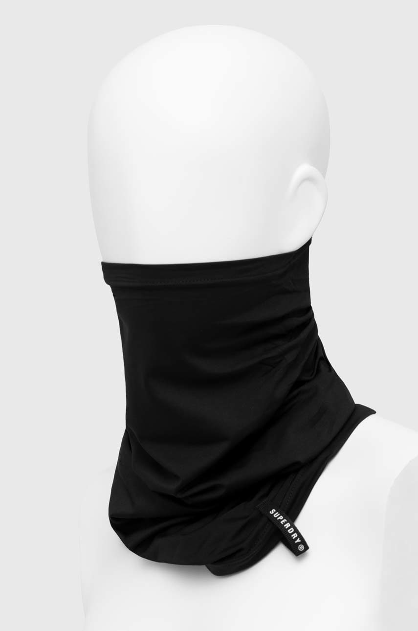 Superdry fular impletit barbati, culoarea negru, neted