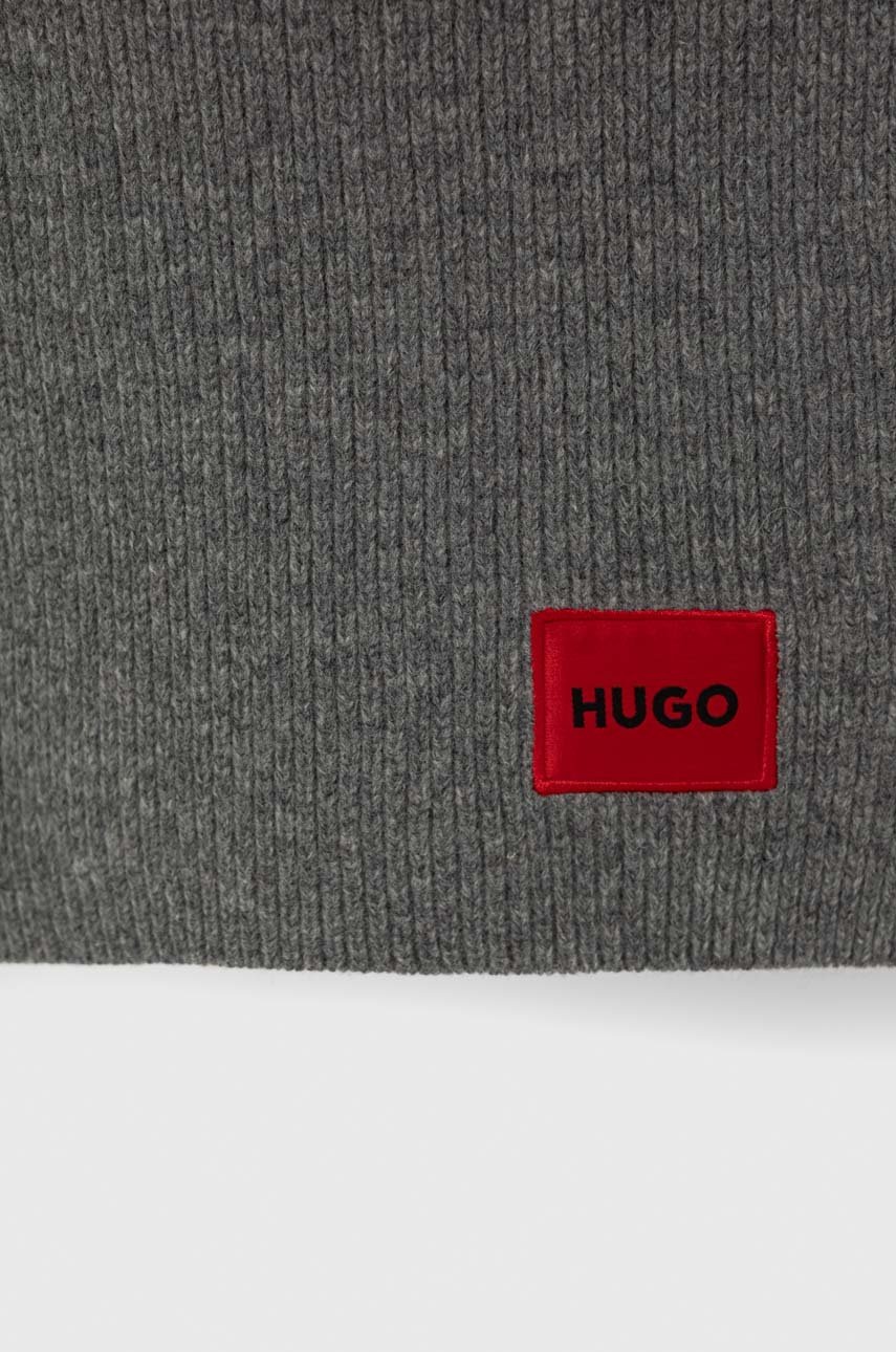 

Шерстяной шарф HUGO цвет серый однотонный
