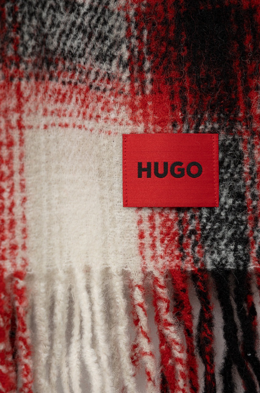 

Шаль з домішкою вовни HUGO колір червоний візерунок