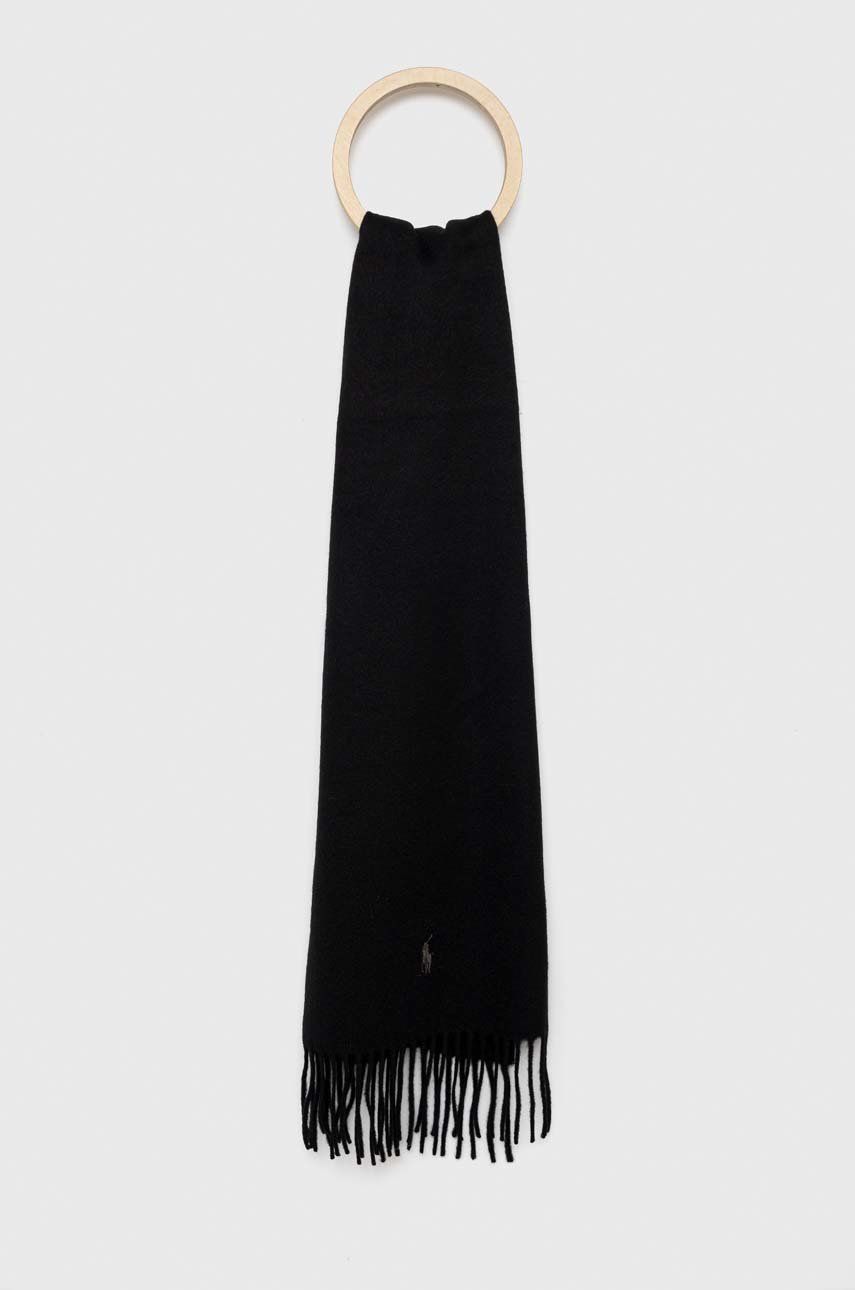 Polo Ralph Lauren szalik kaszmirowy kolor czarny gładki