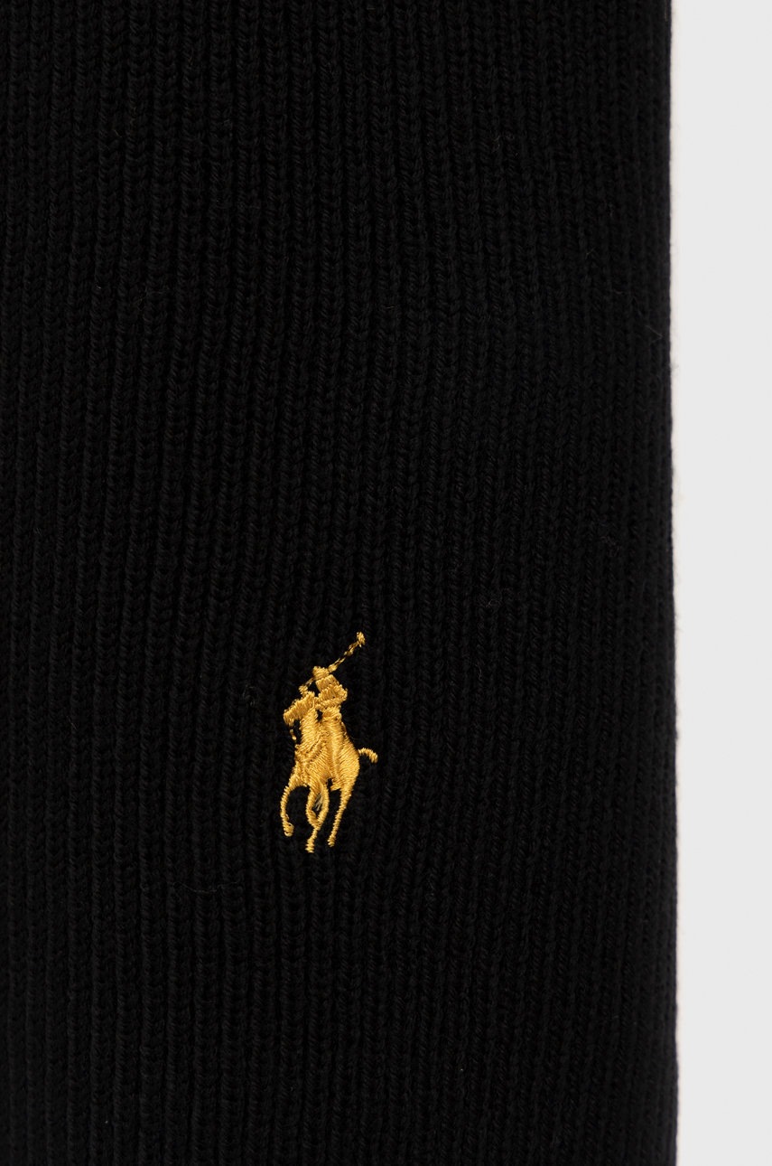 

Вовняний шарф Polo Ralph Lauren колір чорний однотонний