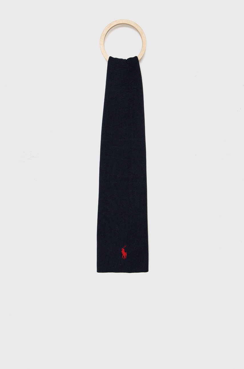 

Памучен шал Polo Ralph Lauren в тъмносиньо с изчистен дизайн, Тъмносин