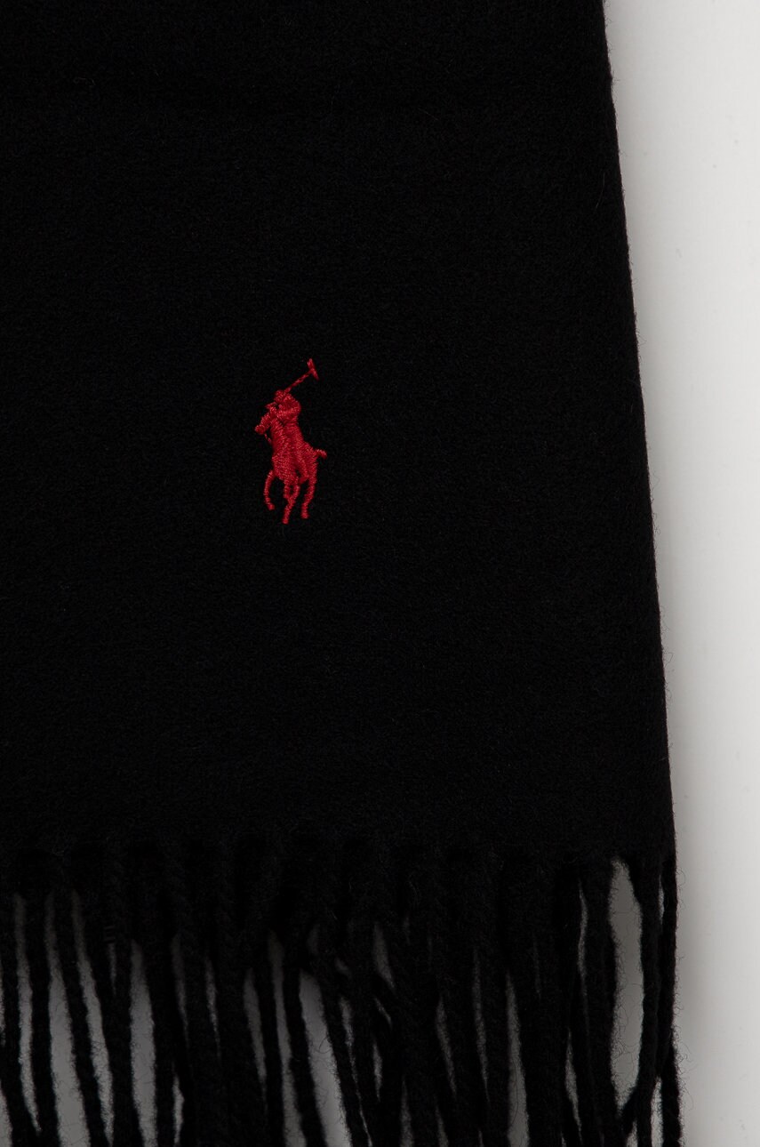 

Вовняний шарф Polo Ralph Lauren колір чорний однотонний