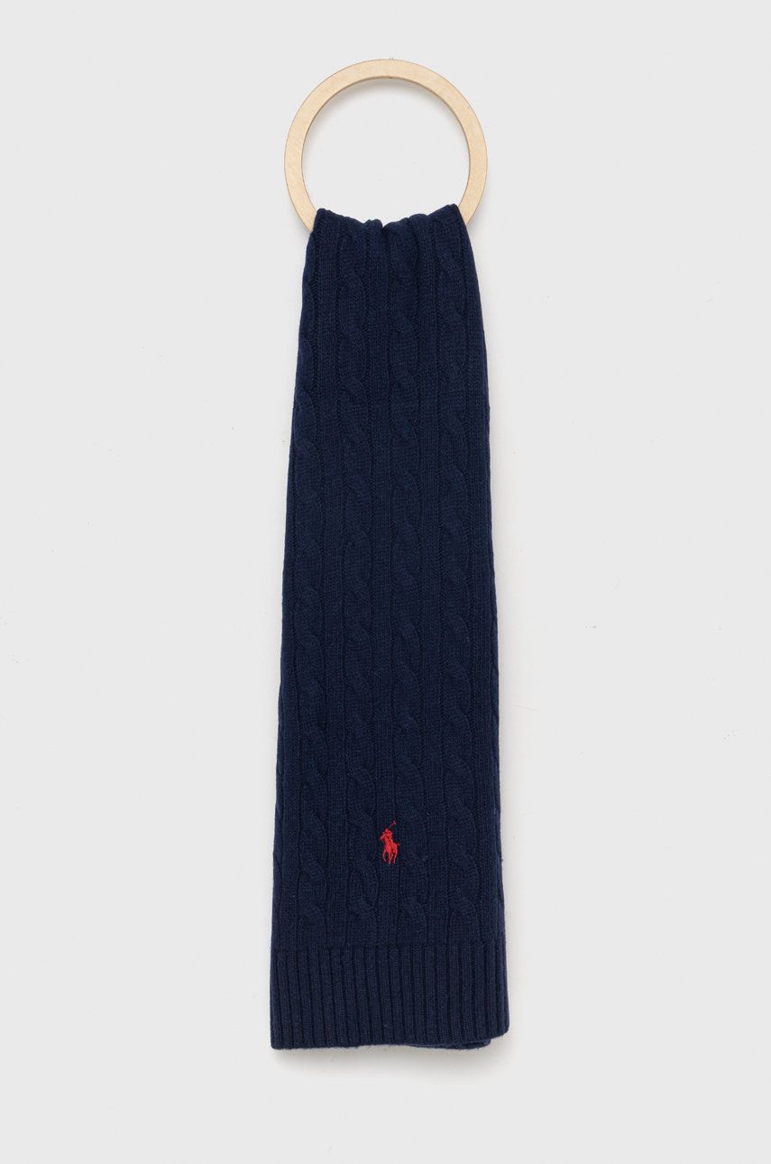 Vlněná šála Polo Ralph Lauren tmavomodrá barva - námořnická modř -  80% Vlna