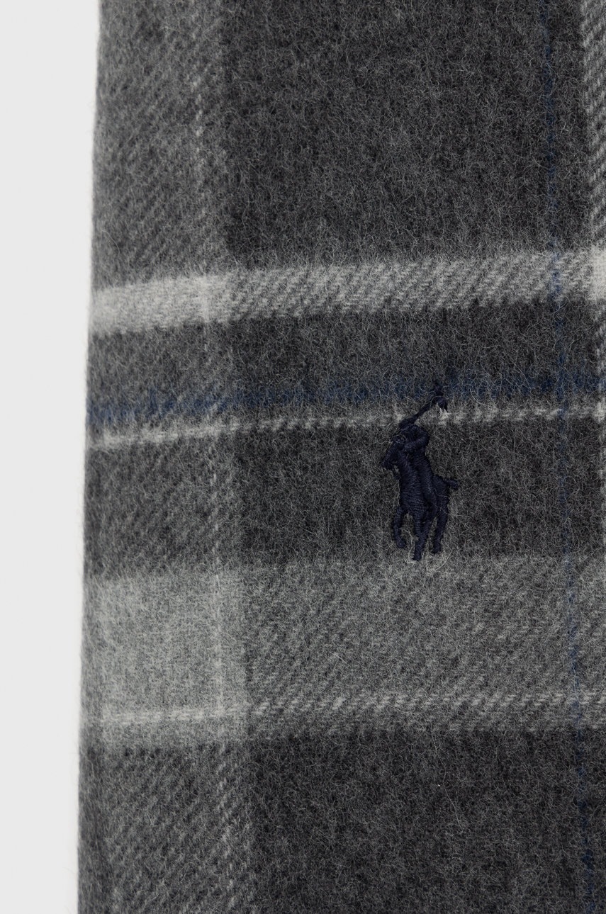 

Вовняний шарф Polo Ralph Lauren колір сірий візерунок