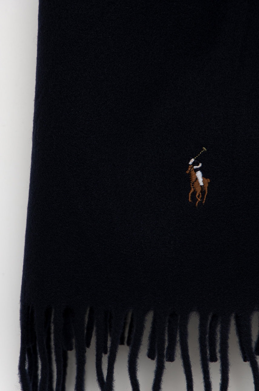 

Шерстяной шарф Polo Ralph Lauren цвет синий однотонный