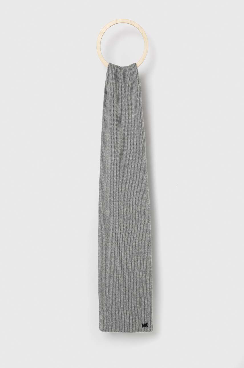 Šátek z vlněné směsi Michael Kors šedá barva, hladký - šedá -  55% Recyklovaný polyester