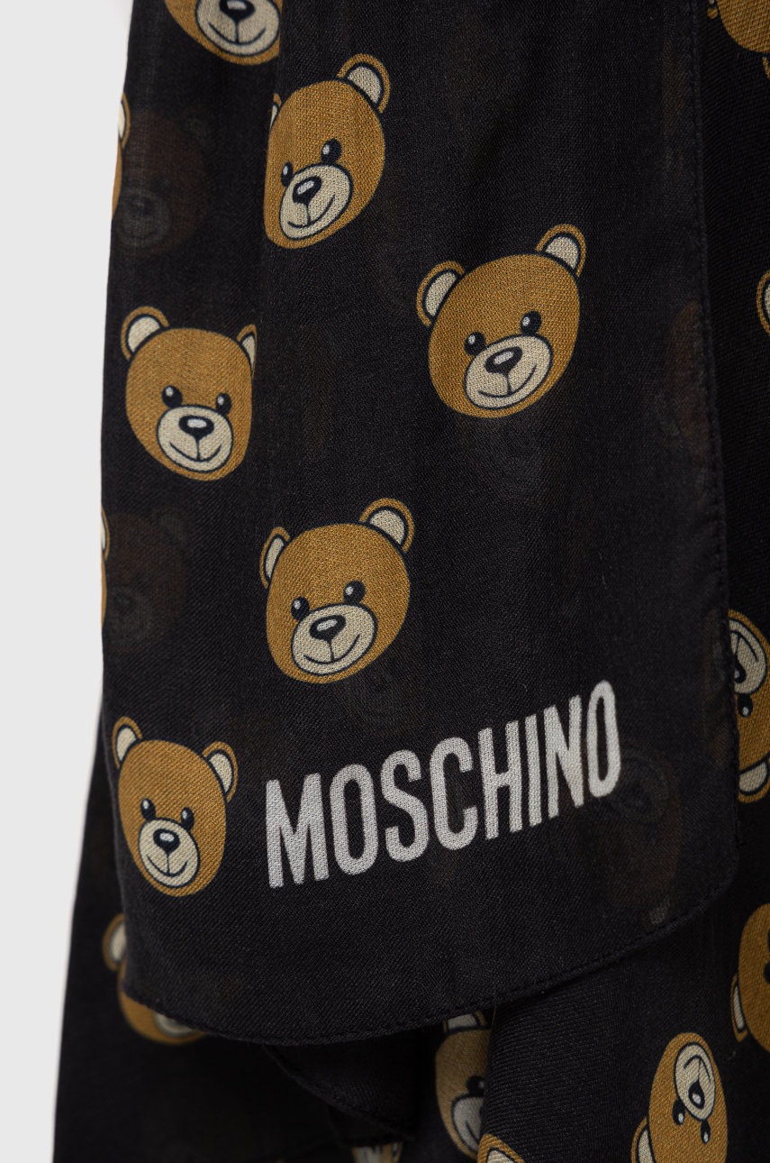 

Шаль с примесью кашемира Moschino цвет чёрный узорный