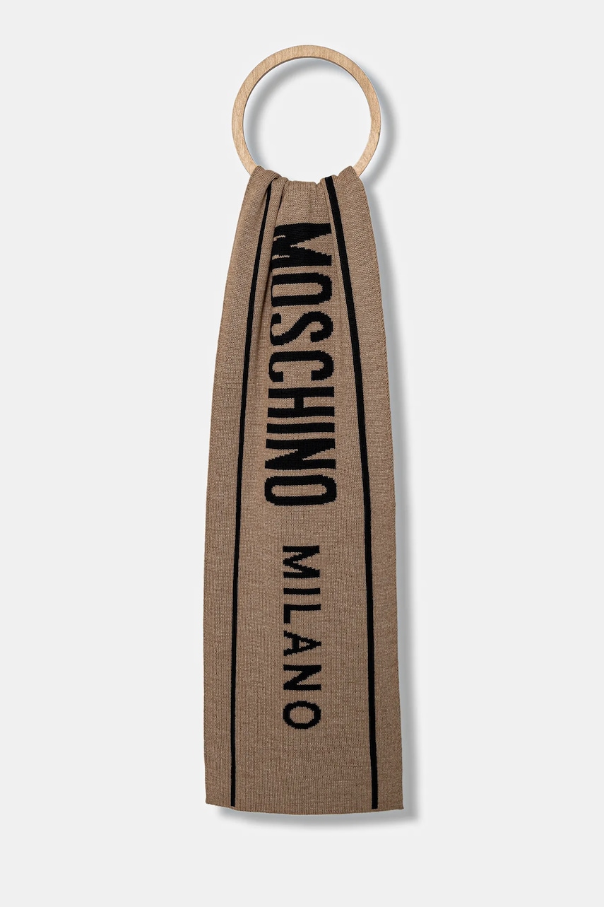 Moschino fular bărbați, culoarea bej, cu model, M5634 50199 Moschino fular bărbați, culoarea bej, cu model, M5634 50199